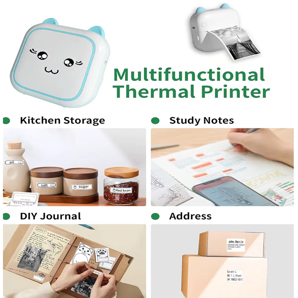 Compact Bluetooth Thermal Label Printer for Home and Office - Compatible with Android and iOS