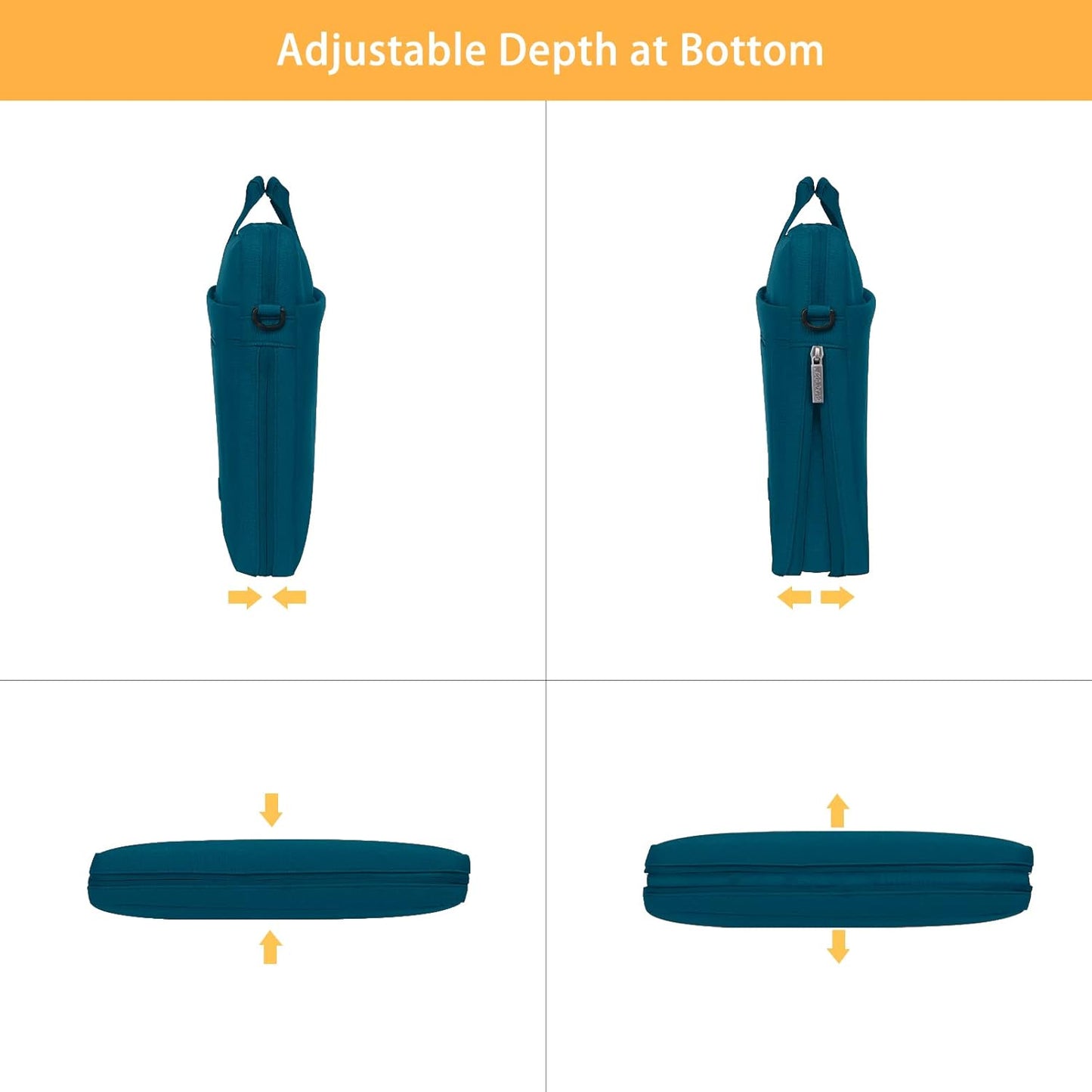 Laptop Shoulder Messenger Bag with Adjustable Depth, Compatible with Macbook Air/Pro/14 Inch - Deep Teal