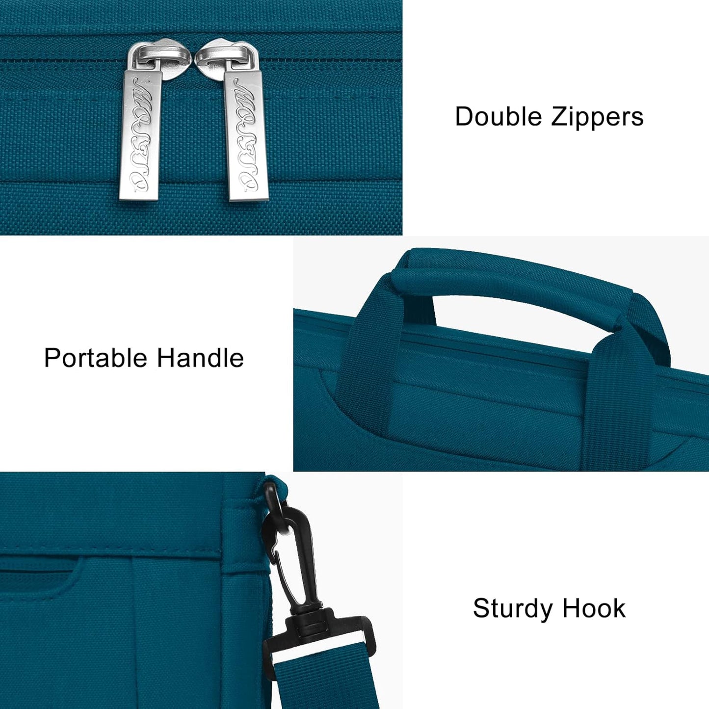 Laptop Shoulder Messenger Bag with Adjustable Depth, Compatible with Macbook Air/Pro/14 Inch - Deep Teal