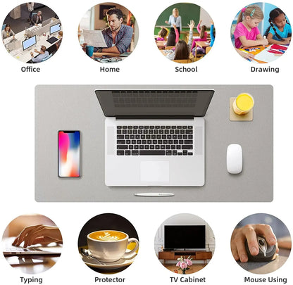 Large 60x30mm PU Leather Office Desk Protector Mat - Waterproof Mouse Pad for Desktop and Gaming Use