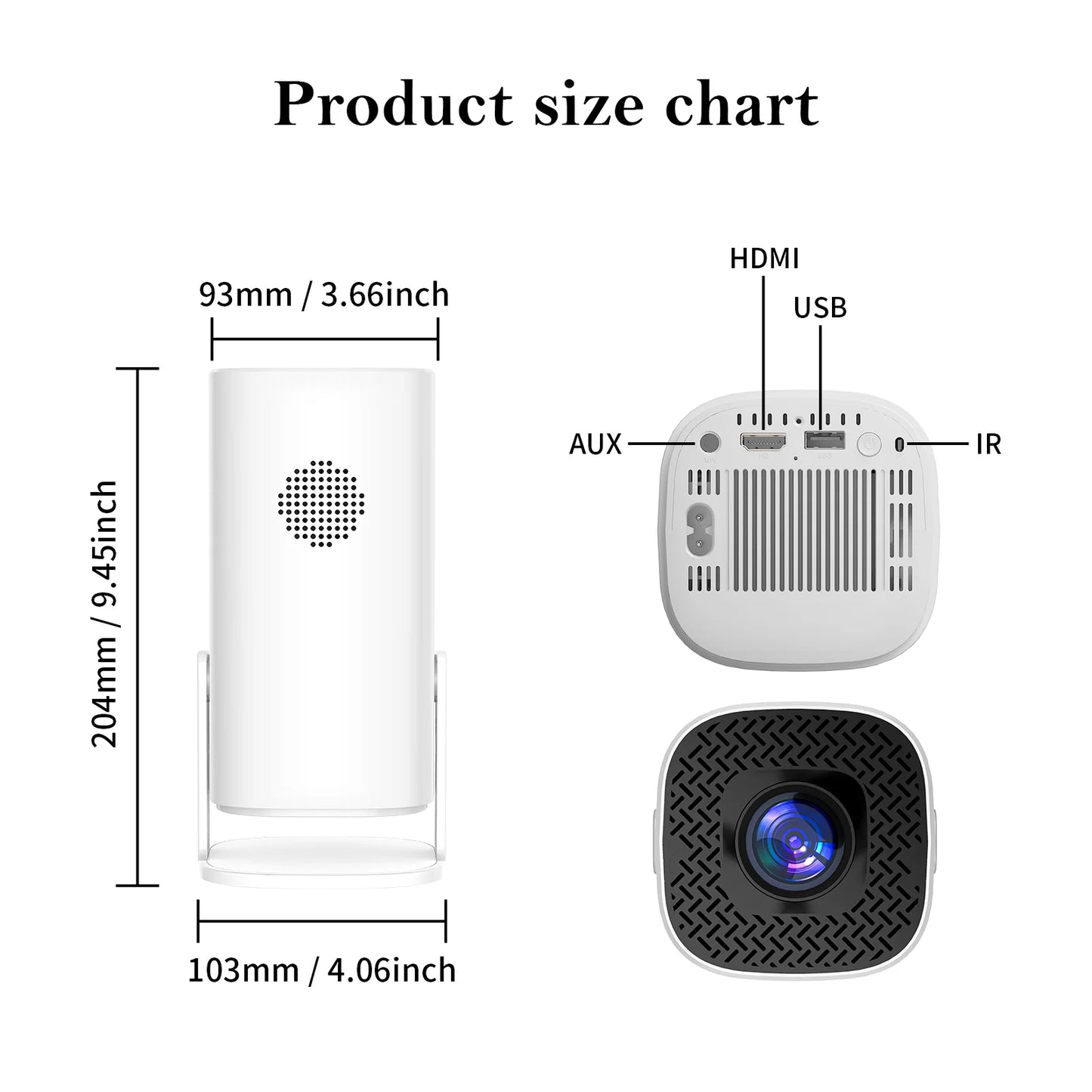 P30 Smart Mini Projector - Android 11, WiFi 6, 4K/1080P Support, Bluetooth 5.0, 1280x720 Resolution, Portable Home Cinema