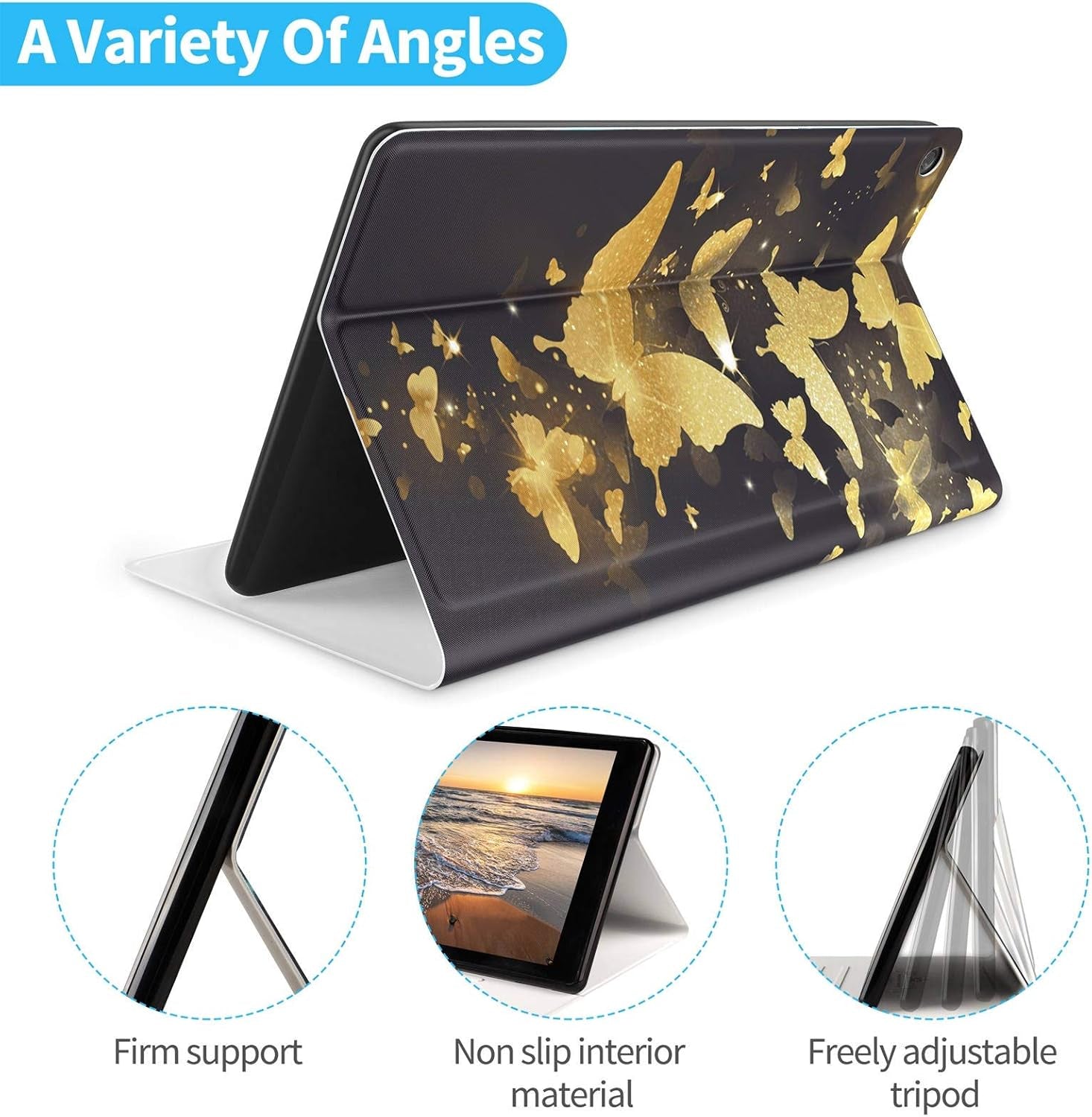 Case for Amazon Fire HD 10 Tablet (7Th Generation and 9Th Generation, 2017 and 2019 Release) - Slim Folding Stand Cover with Auto Wake/Sleep for 10.1 Inch Tablet