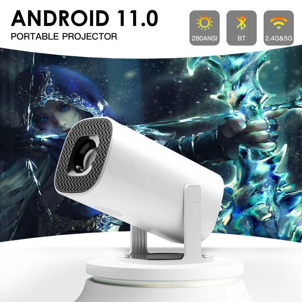 P30 Smart Mini Projector - Android 11, WiFi 6, 4K/1080P Support, Bluetooth 5.0, 1280x720 Resolution, Portable Home Cinema