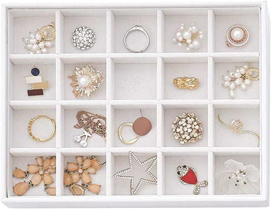 Jewelry Tray Jewelry Organizer for Drawer Jewelry Organizer Tray Jewelry Drawer Organizer Stackable Jewelry Organizer Trays Drawer Jewelry Organizer 20 Grids-White
