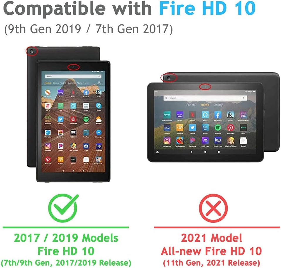 Case for Amazon Fire HD 10 Tablet (7Th Generation and 9Th Generation, 2017 and 2019 Release) - Slim Folding Stand Cover with Auto Wake/Sleep for 10.1 Inch Tablet