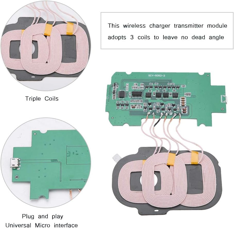 5W Wireless Charger Transmitter Module - Adopts 3 Coils - Built-In Short-Circuit, Over-Voltage - Wide Compatibility - DIY Wireless Charger Parts